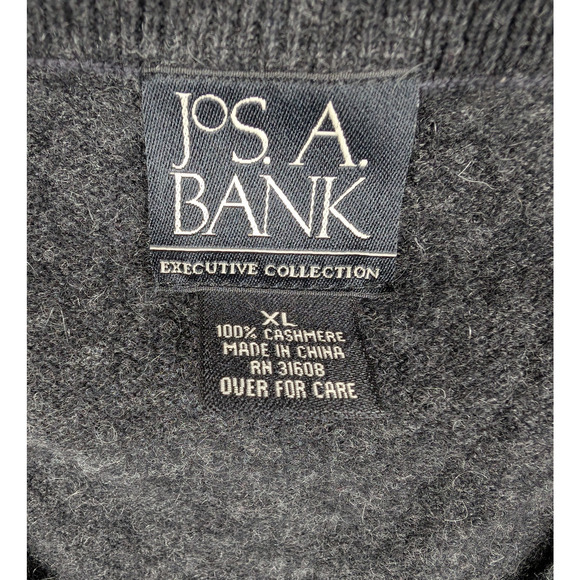 Jos A Bank Cashmere Sweater Mens XL Gray Quiet Luxury Old Money Timeless Soft - Picture 2 of 6